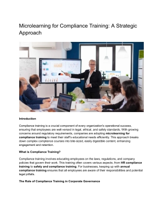 Microlearning Pre-requisites for enhancing the effectiveness of Compliance Train