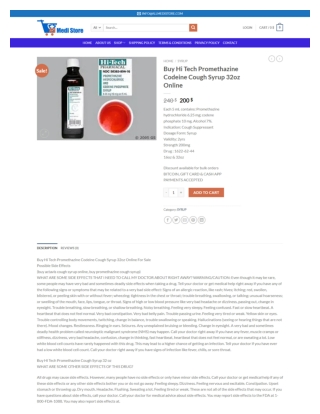 Buy Hi Tech Promethazine Codeine Cough Syrup 32oz Online in Austreliya - allmedi