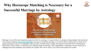 Why Horoscope Matching is Necessary for a Successful Marriage by Astrology