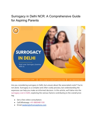 Surrogacy in Delhi NCR | Complete Surrogacy Agency