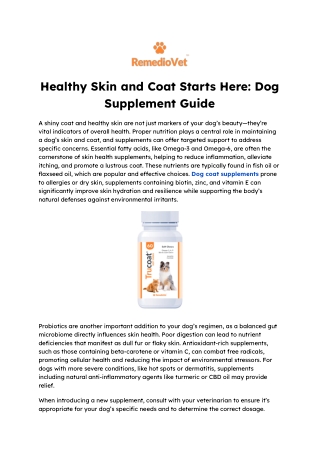 Healthy Skin and Coat Starts Here: Dog Supplement Guide