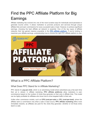 Find the Best Affiliate Ad Network for earn money