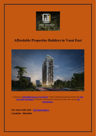 Affordable Properties Builders in Vasai East