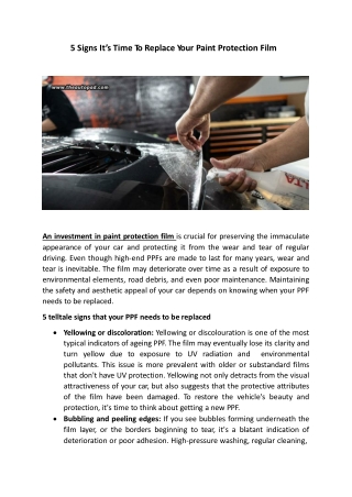 5 Signs It’s Time To Replace Your Paint Protection Film
