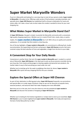 Super Market Marysville Wonders