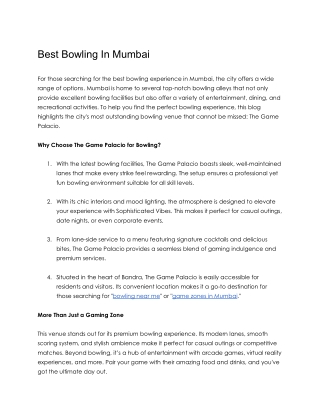 Best Bowling In Mumbai