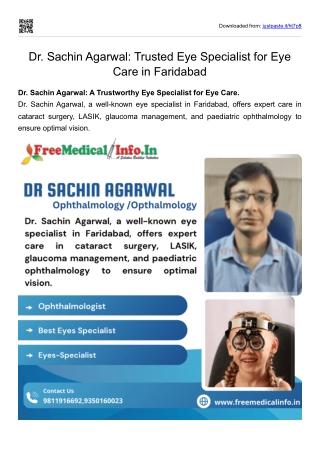 Dr. Sachin Agarwal Trusted Eye Specialist for Eye Care in Faridabad