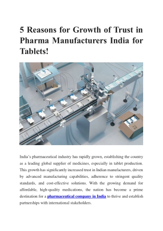 5 Reasons for Growth of Trust in Pharma Manufacturers India for Tablets!