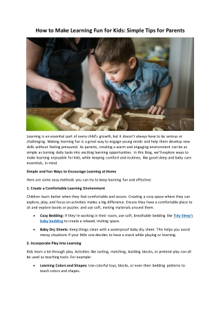 How to Make Learning Fun for Kids Simple Tips for Parents
