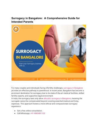 Surrogacy in Bangalore | Complete Surrogacy Agency