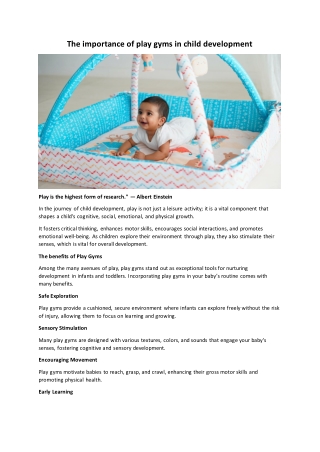 The importance of play gyms in child development