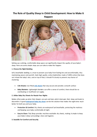 The Role of Quality Sleep in Child Development