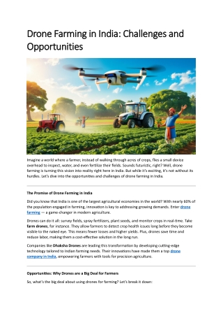 Drone Farming in India- Challenges and Opportunities