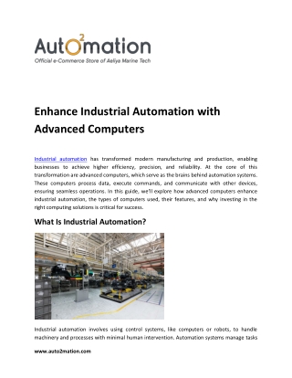 Enhance Industrial Automation with Advanced Computers