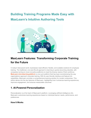 Building Training Programs Made Easy with MaxLearn’s Intuitive Authoring Tools