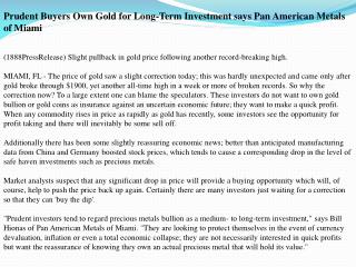 prudent buyers own gold for long-term investment says pan am