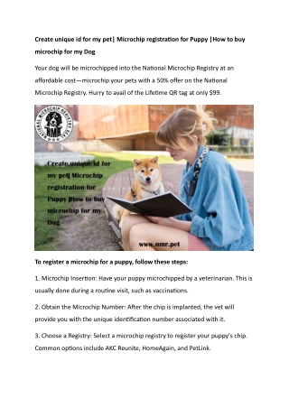 Create unique id for my pet Microchip registration for Puppy How to buy microchip for my Dog (2)