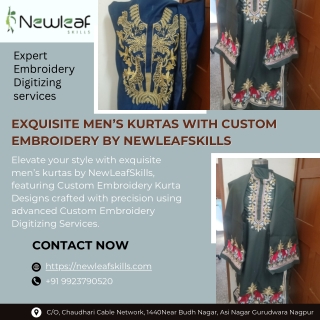 Exquisite Men’s Kurtas with Custom Embroidery by NewLeafSkills