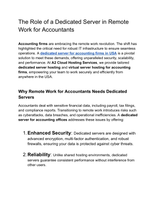 The Role of a Dedicated Server in Remote Work for Accountants