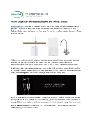 Water Dispenser: The Essential Home and Office Solution