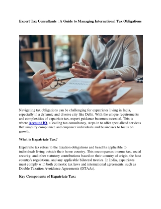 Expert Tax Consultants : A Guide to Managing International Tax Obligations  Navi