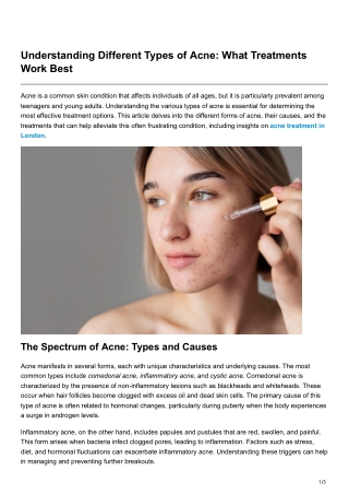 Understanding Different Types of Acne What Treatments Work Best