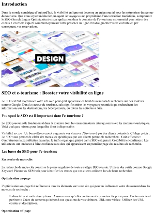 SEO et e-tourisme : Booster votre visibilité en ligne