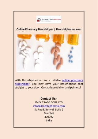 Online Pharmacy Dropshipper  Dropshipharma.com