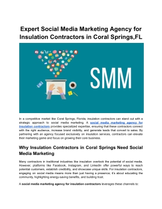 Expert Social Media Marketing Agency for Insulation Contractors in Coral Springs, Florida