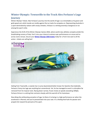 Winter Olympic Townsville to the Track Alex Ferlazzo's Luge Journey