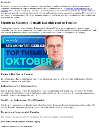 Sécurité au Camping : Conseils Essentiels pour les Familles