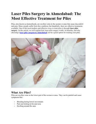 Laser Piles Surgery in Ahmedabad