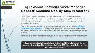 Step-by-Step guide to resolve QuickBooks Database Server Manager Stopped