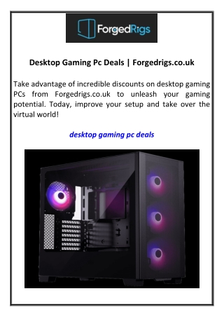 Desktop Gaming Pc Deals  Forgedrigs.co.uk