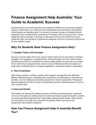 Finance Assignment Help Australia_ Your Guide to Academic Success