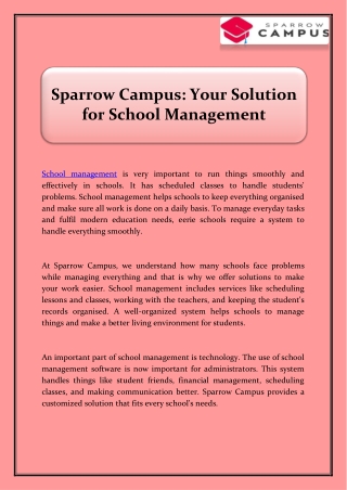Sparrow Campus - Your Solution for School Management
