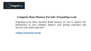 Computer Ram Memory For Sale  Forgedrigs.co.uk