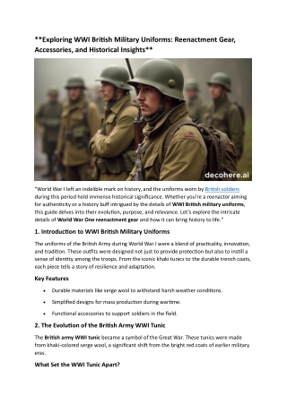 Exploring WWI British Military Uniforms Reenactment Gear, Accessories, and Historical Insights