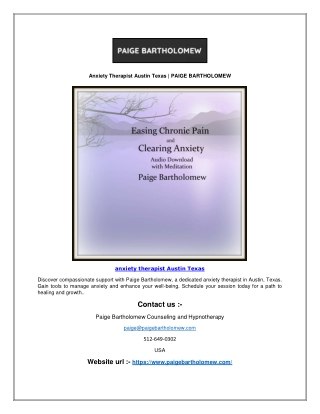 Anxiety Therapist Austin Texas | PAIGE BARTHOLOMEW