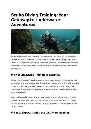 Scuba Diving Training_ Your Gateway to Underwater Adventures