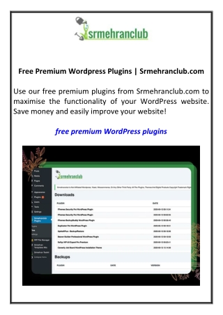 Free Premium Wordpress Plugins  Srmehranclub.com