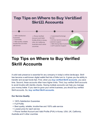 Top Tips on Where to Buy Verified Skrill Accounts