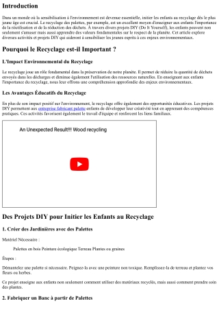 “Des Projets DIY pour Initier les Enfants au Recyclage”