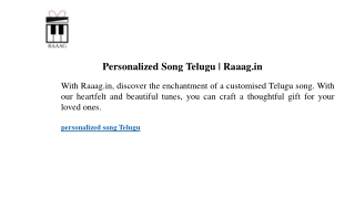 Personalized Song Telugu  Raaag.in