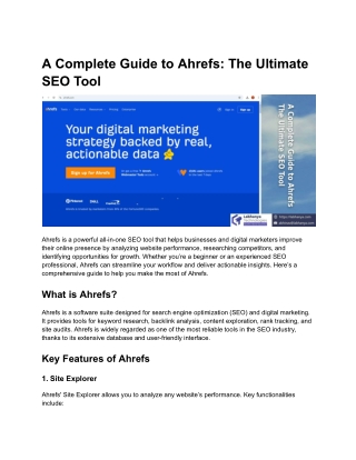 A Complete Guide to Ahrefs : The Ultimate SEO Tool