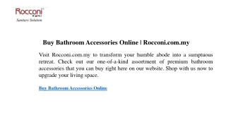 Buy Bathroom Accessories Online  Rocconi.com.my