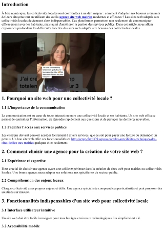 Des sites web adaptés aux besoins des collectivités locales