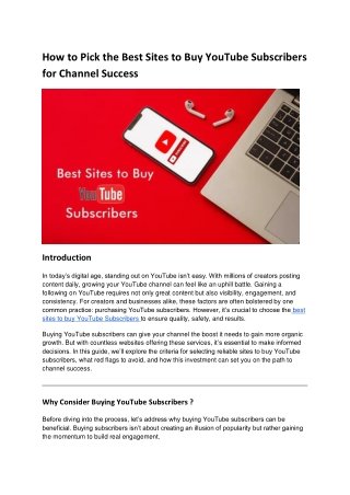 How to Pick the Best Sites to Buy YouTube Followers for Channel Success