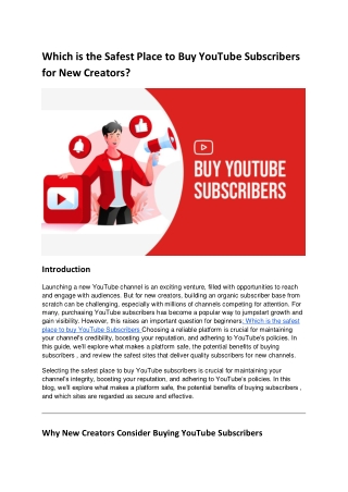 Which is the Safest Place to Buy YouTube Followers for New Creators