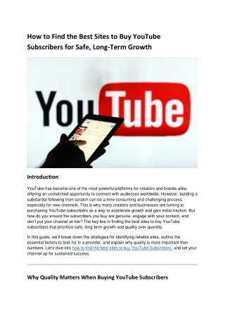 How to Find the Best Sites to Buy YouTube Followers for Safe, Long-Term Growth